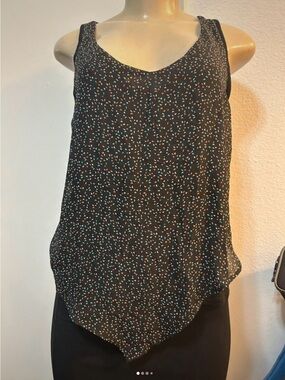 Ambiance Apparel women's Black Sleeveless patterned Top size S